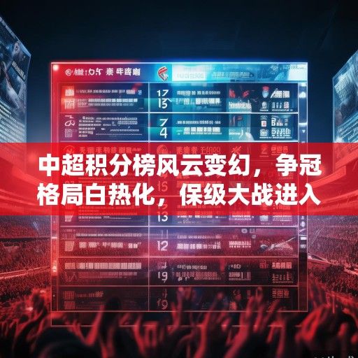 中超积分榜风云变幻,争冠格局白热化,保级大战进入生死时速 中超积分榜风云变幻,争冠格局白热化,保级大战进入生死时速